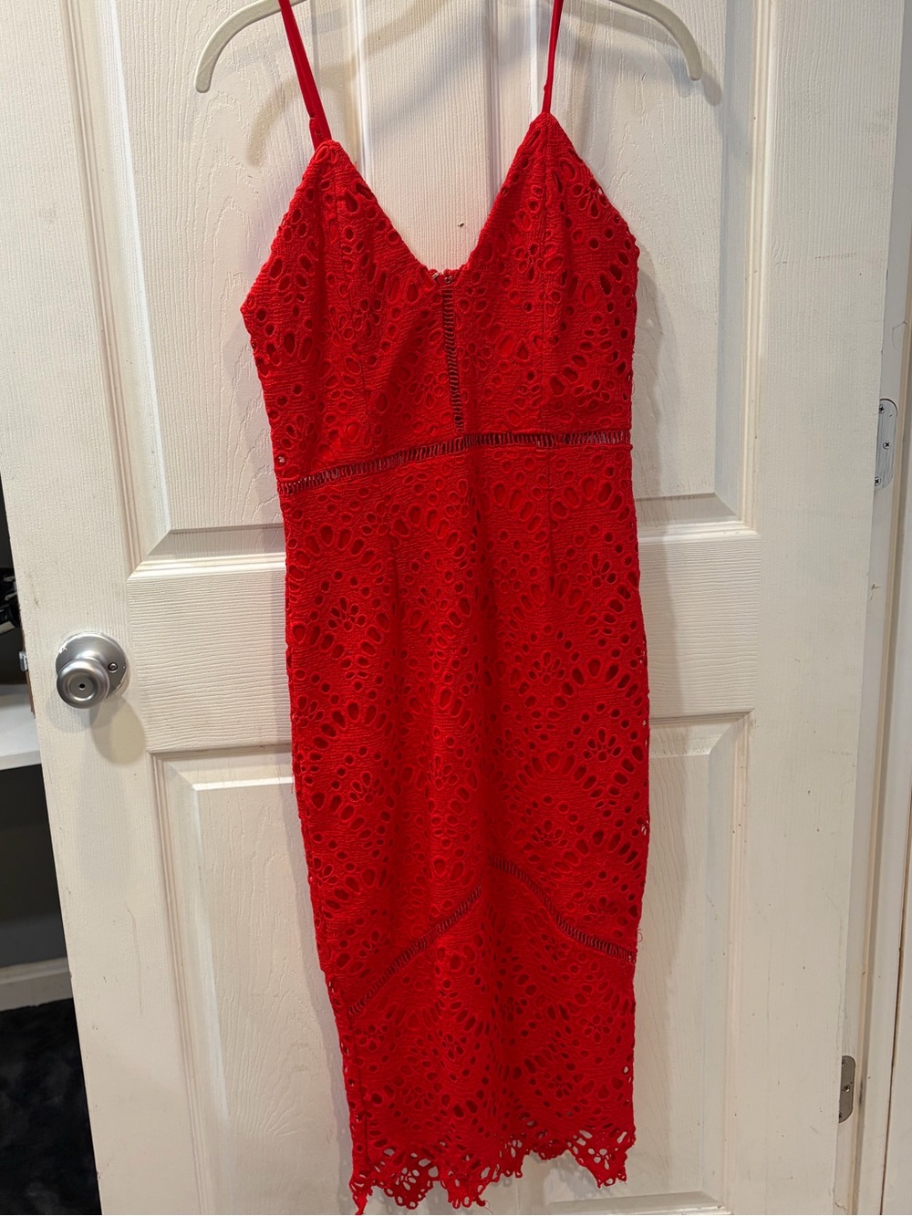 Missguided Red Lace Midi Slip Dress
